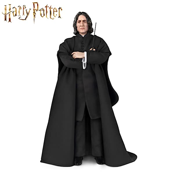 HARRY POTTER 14.5 PROFESSOR SNAPE Hand Painted Portrait Figure With Fabric Costume Sculpted Wand