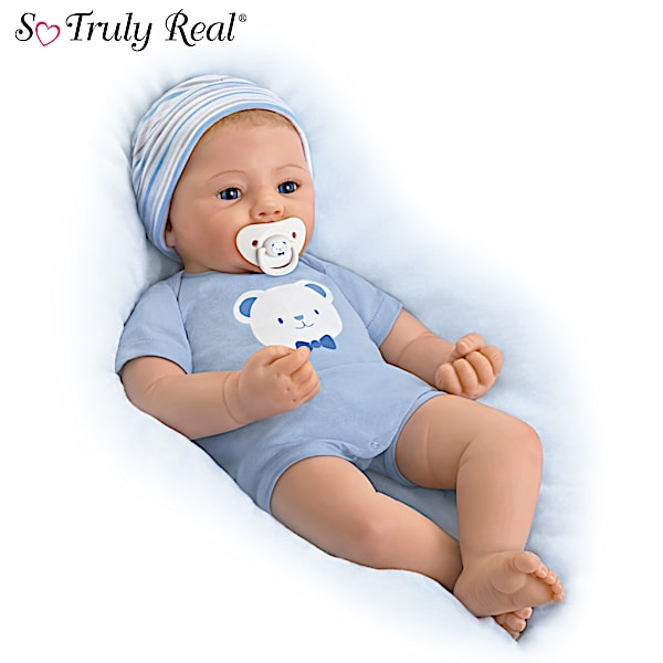 So Truly Real Little Buddy Vinyl Baby Doll Weighted To Feel Like A Newborn With Magnetic Pacifier